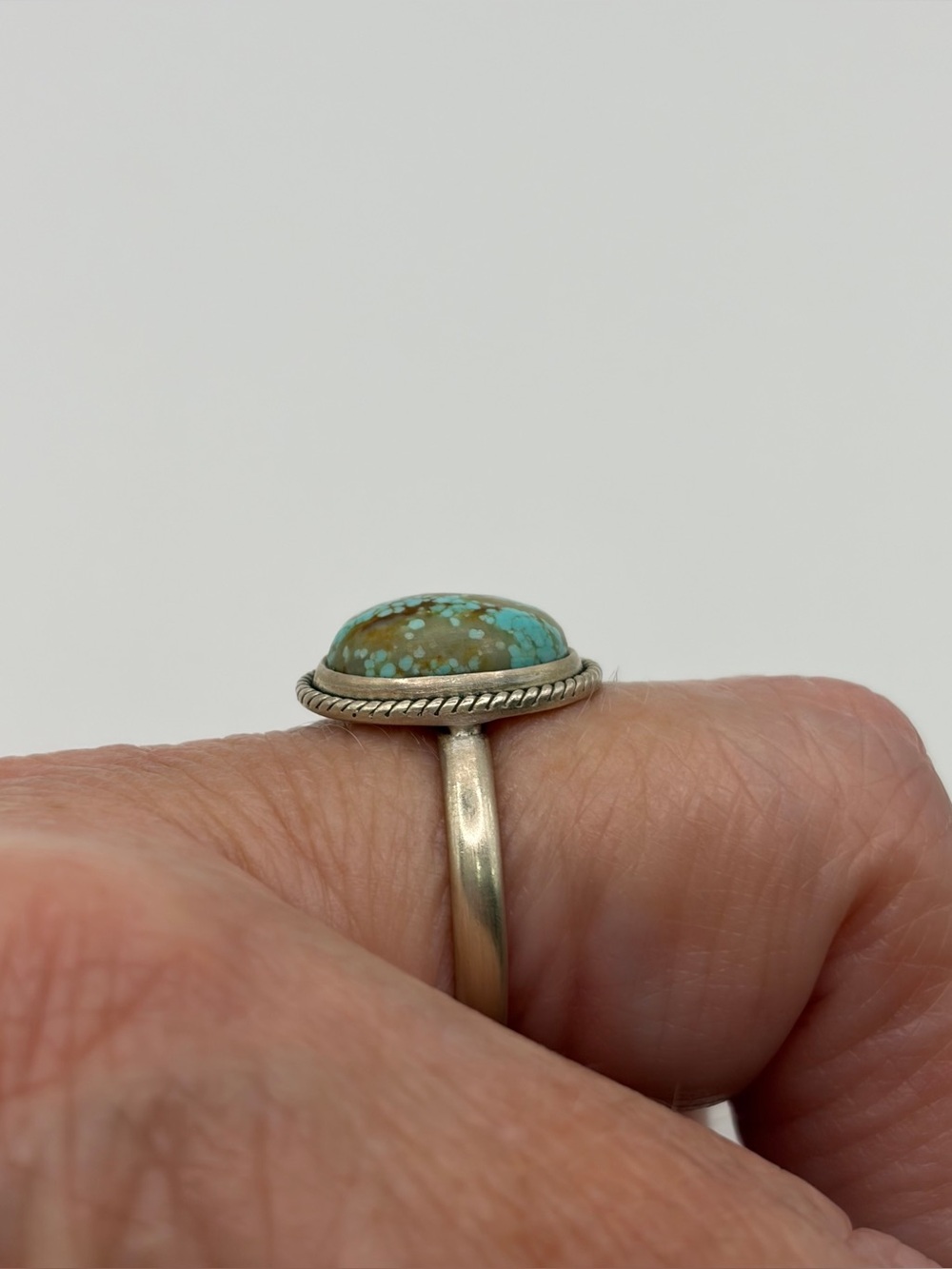 925 Sterling Silver #8 Turquoise Stone Ring - Picture 3 of 6